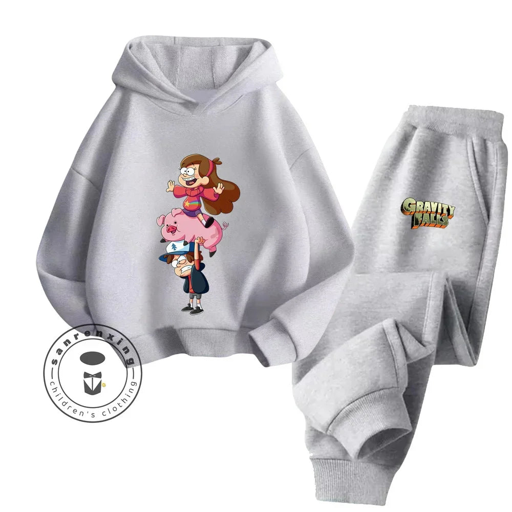 2024 Hot Gravity Falls cute Cheap Hip-Hop Kids sports set Kawaii animation boys and girls children sweatshirt sweatpants set