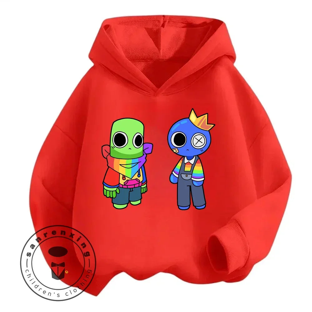 Rainbow Friends Cartoon Long Sleeve Hoodie with Cute Charming Designs Perfect Suitable for Suitable for Boys and Girls Aged 3-14