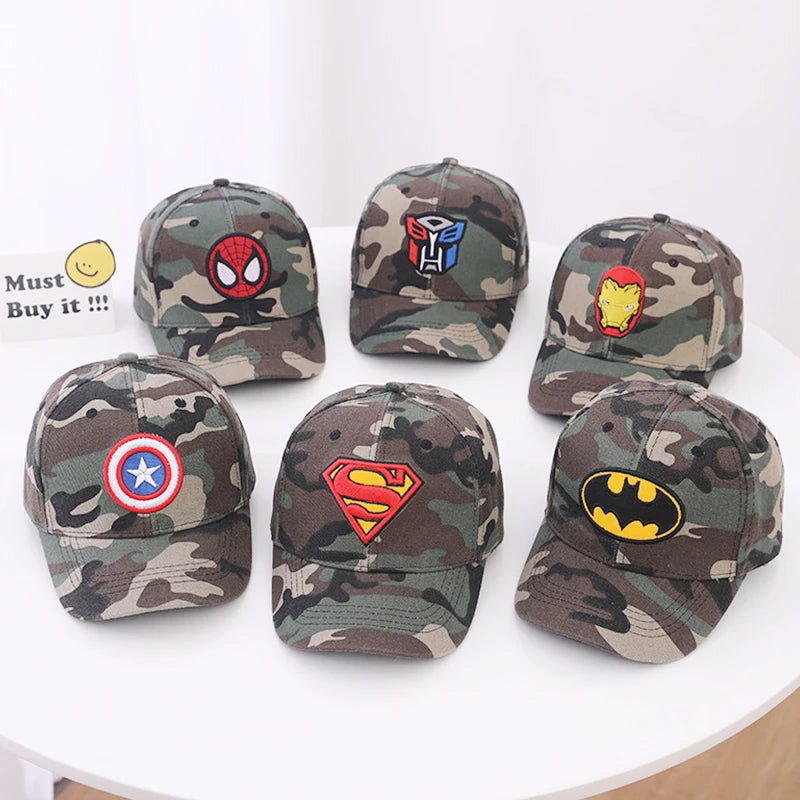 Autumn Disney Anime Spiderman Baseball Cap For Children Outdoor Kids Camouflage Caps Boys Cartoon Embroidery Hip Hop Sun Hat