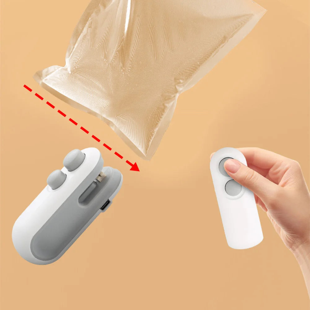 2 In 1 Clip Sealing Machine Portable Thermal Plastic Food Bag Closure Handheld Heat Vacuum Sealer for Chip Bags Plastic Bags