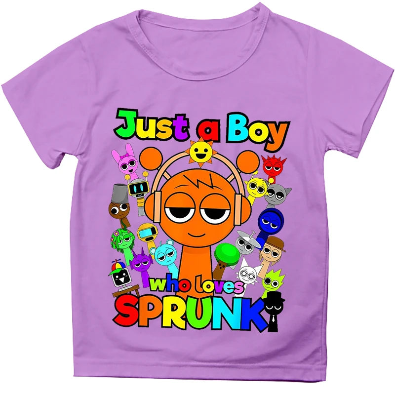 Kids T Shirts Game Sprunki Incredibox Cartoon Print Boys T shirt Summer Casual Short Sleeve Baby Girls Clothes Children Tee Tops