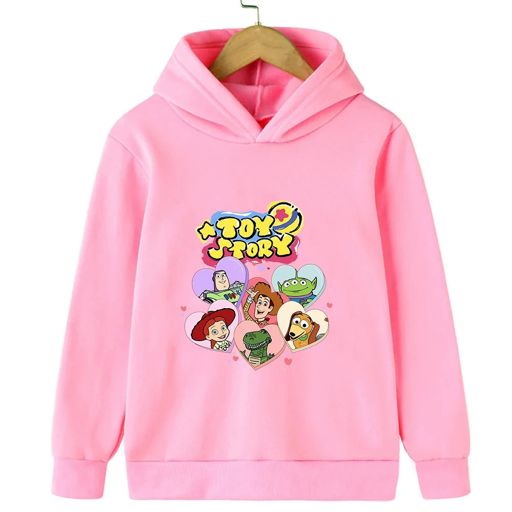 ToyStory Woody Children Hoodies Disney Sweatshirt Kawaii Pullover Bass Lightyear Anime Cartoons Casual Clothes Girl Boy Kid Tops