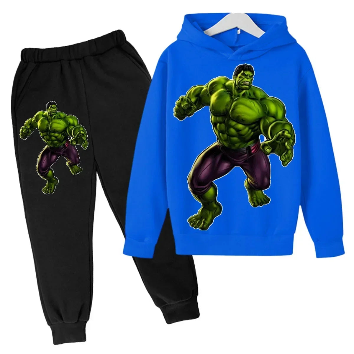 Kids Cartoon Green Giant Super Hero Superstar Boys Girls Spring/Autumn Clothing Children's Fashion Hoodie Pants Set 2-14 Years