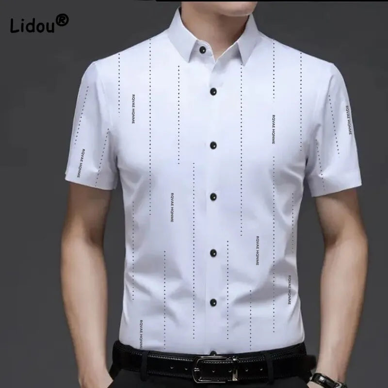 Summer Male Clothes All-match Single-breasted Polo-Neck Shirt