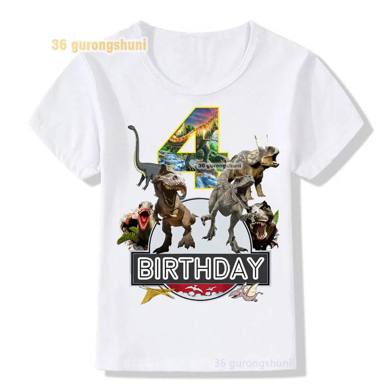 Happy birthday 2 3 4 5 years kids t-shirt cartoon dinosaur