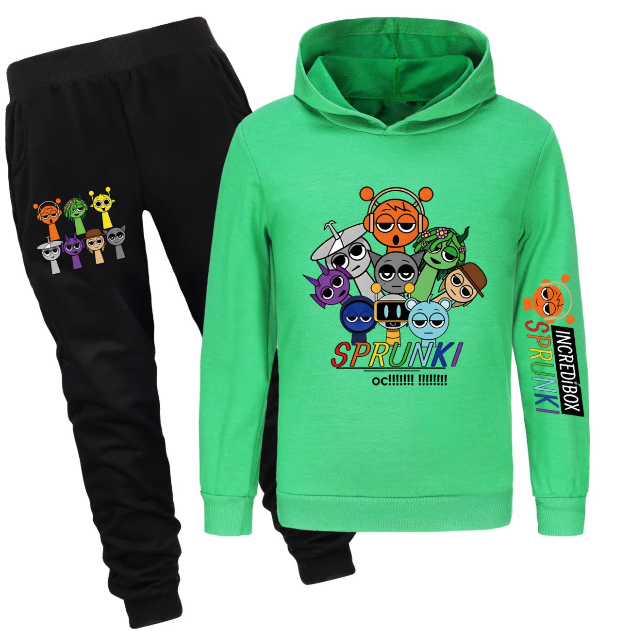 Sprunki Cartoon Clothes Kids Game Incredibox Jumper Boys Fashion Long Sleeve Sweatshirts+ Pants 2pcs Suits Toddler Girls Outfits