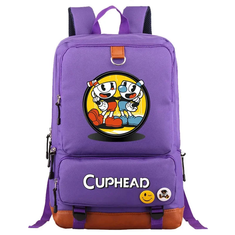 Cuphead Game Mugman Backpack Girls Boys Schoolbag Large Capacity Laptop Bag Waterproof Multifunction Backpack