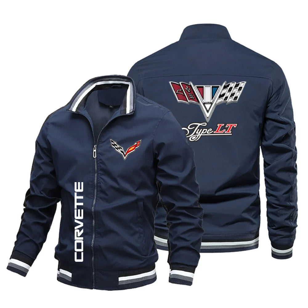 Spring Hot Selling Explosion Collar Baseball Jacket Corvette Printed Logo Locomotive Men's Oversized Bomber