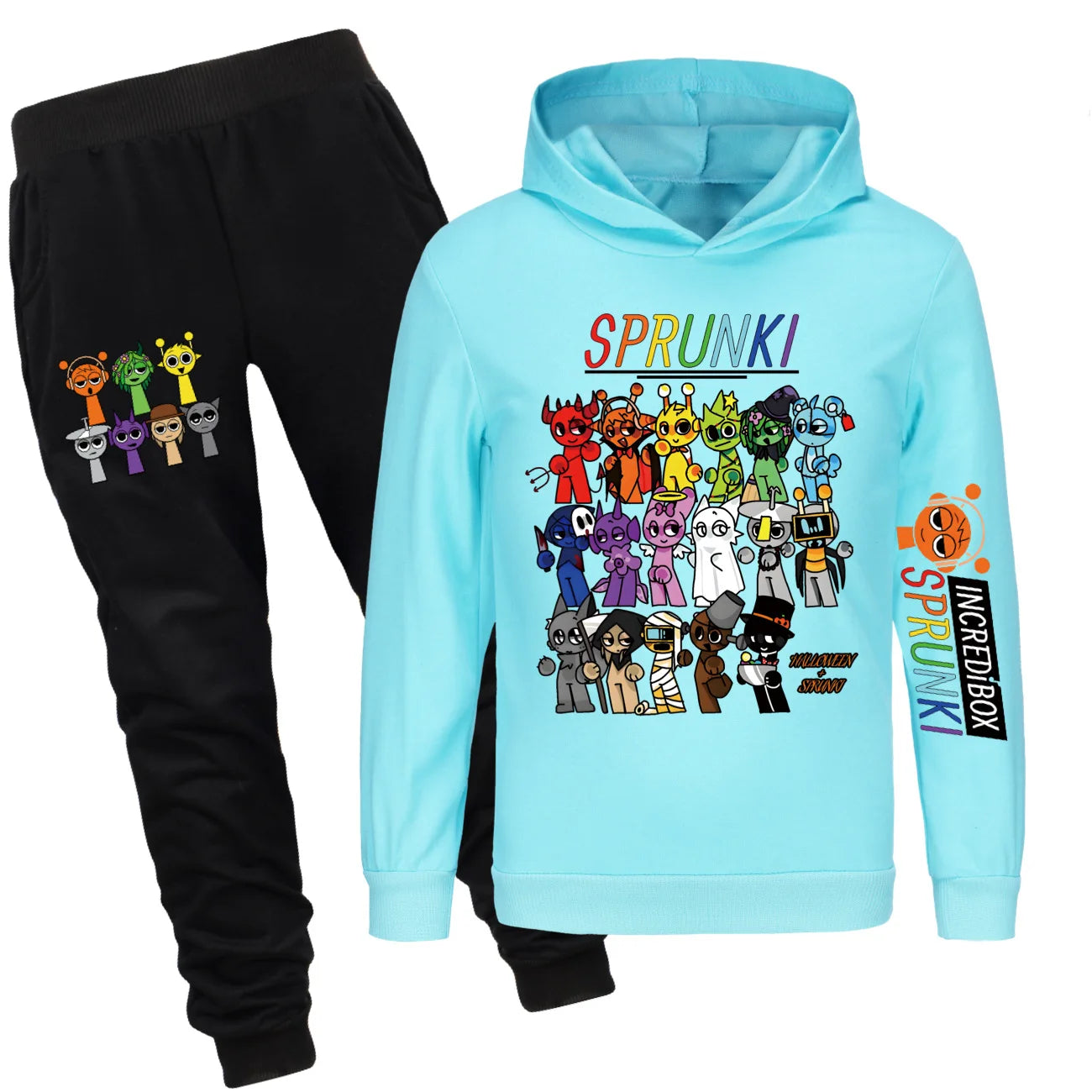 Sprunki Clothes Kids Game Cartoon Incredibox Jumper Boys Fashion Long Sleeve Sweatshirts+ Pants 2pcs Suits Toddler Girls Outfits