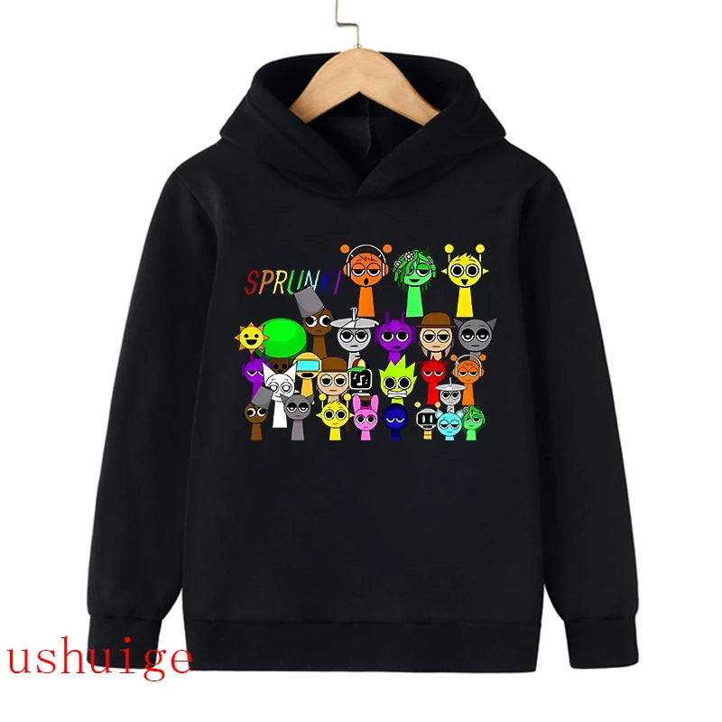 Sprunki Hoodie Fashion Kids Incredibox Hoodies Warm Sweatshirts Children's Winter Soft Clothing Cartoon Hoodie