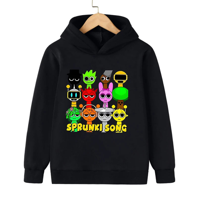 Sprunki Hoodie Fashion Kids Incredibox Hoodies Warm Sweatshirts Children's Winter Soft Clothing Cartoon Hoodie