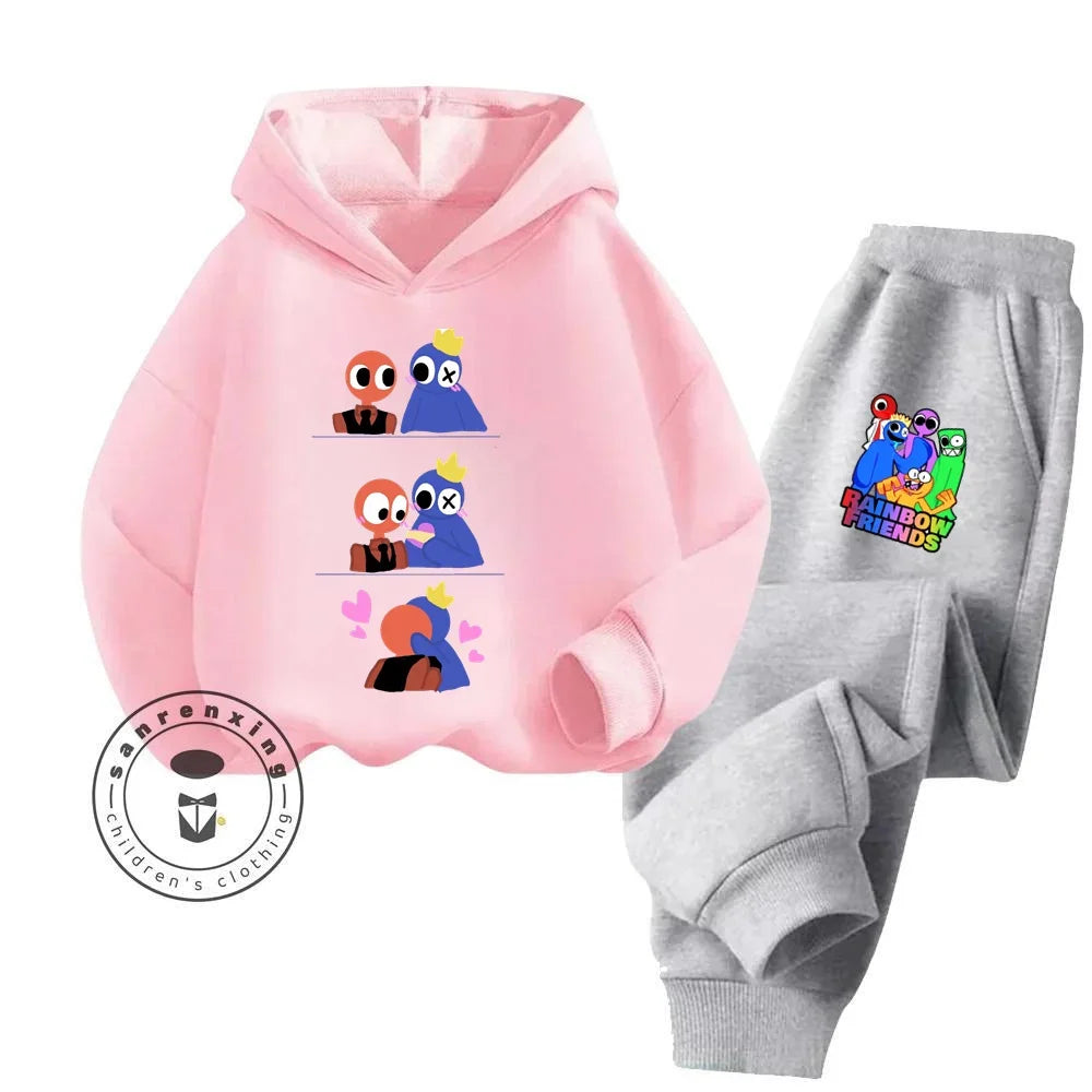 2024 Stylish and Cozy Cartoon Rainbow Friends Long Sleeve Stand Out Design Suitable for Children 3-14 Years Old New Hoodie Set