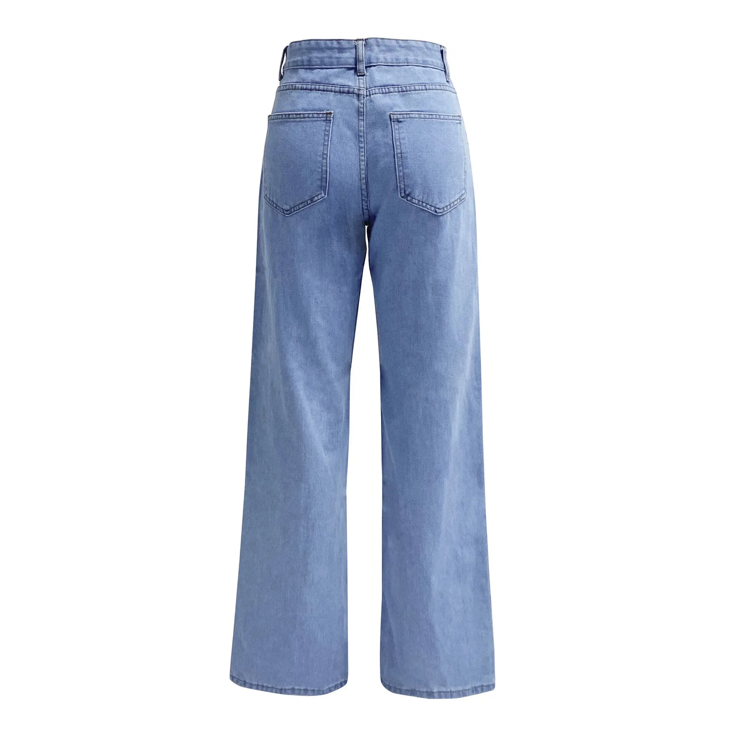 Denim Jeans Women Straight Pants Washing High Waist Loose Pockets Basics Ankle Length Y2k Blue Pants Streetwear Slight Strech