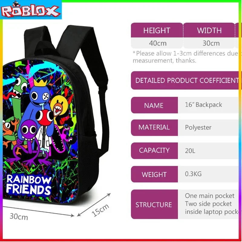 ROBLOX Rainbow Friends Backpack Kindergarten Children's Cartoon SchoolBag Mochila  Anime Children's Toys Gifts Two dimensions