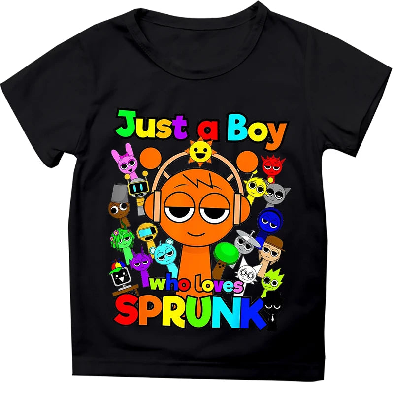 Kids T Shirts Game Sprunki Incredibox Cartoon Print Boys T shirt Summer Casual Short Sleeve Baby Girls Clothes Children Tee Tops