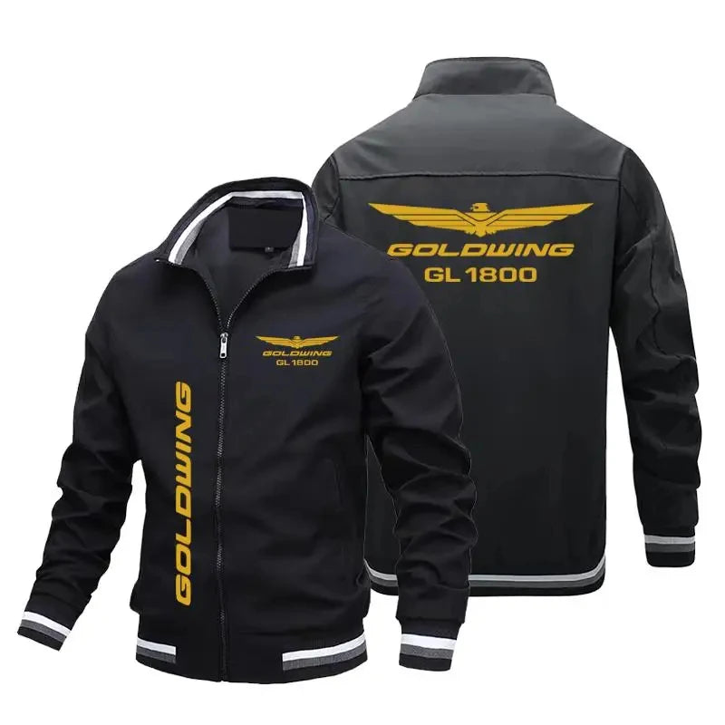 Men's 2024 autumn/winter hot selling driver jacket, golden wings, printed logo casual top