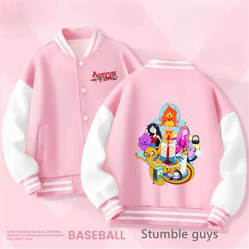 Boys and Girls for Stylish Coat Kids Sanrio Fall/Winter Jacket Baseball Uniform Adventure Time Pattern Print Thick Warm