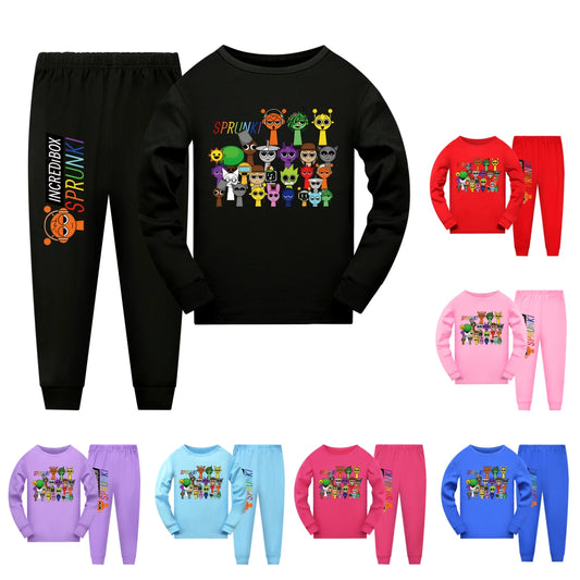 Boys Girls Long Sleeve Pajamas Sets Sprunki Pyjamas Suits Children's Incredibox Sleepwear Teenager Homewear Pijamas4014