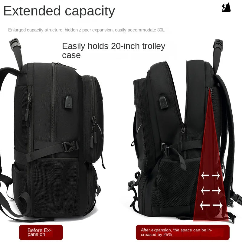 15.6/17.3" Travel Backpack Men Business Backpack School Expandable USB Bag Large Capacity Laptop Waterproof Fashion Backpack