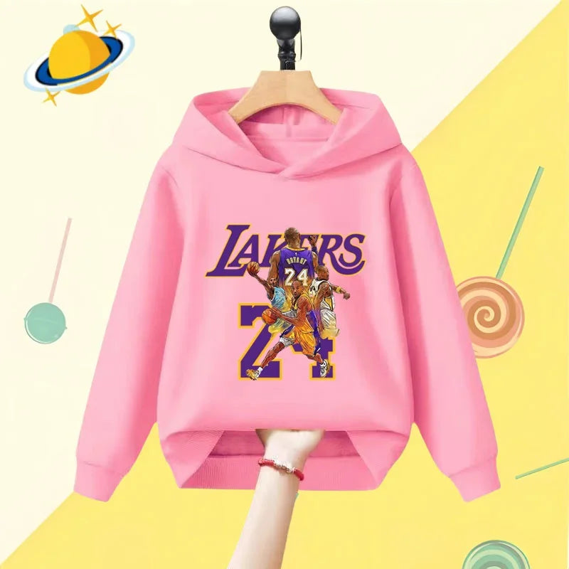 Basketball star Kobe Bryant children's hoodie cartoon print Autumn/Winter long-sleeved sweatshirt Boys and girls miss the eldest