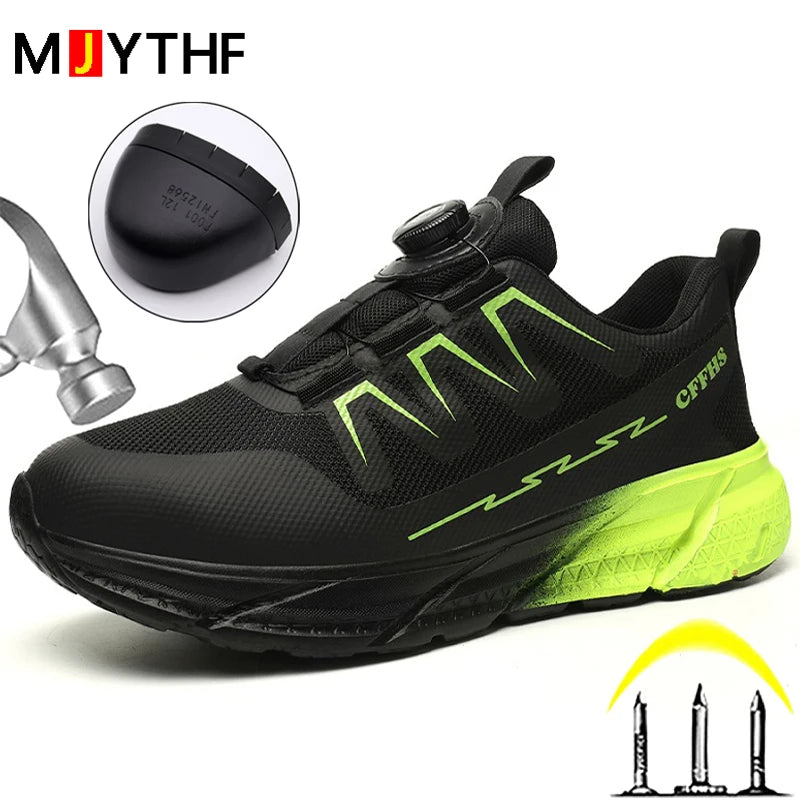 Rotating Buttons Work Safety Shoes For Women Men Steel Toe Shoes Puncture-Proof Women Work Sneakers Lightweight Protective Shoes