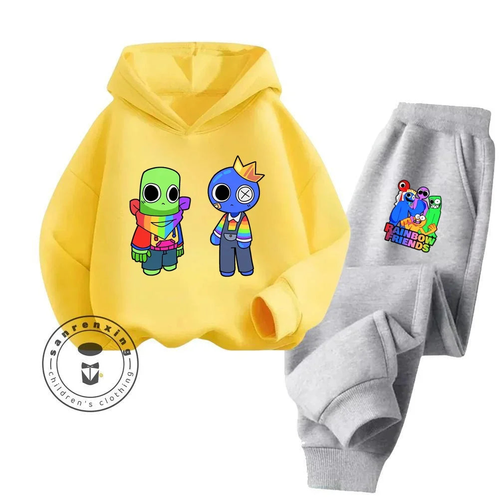 2024 Stylish and Cozy Cartoon Rainbow Friends Long Sleeve Stand Out Design Suitable for Children 3-14 Years Old New Hoodie Set