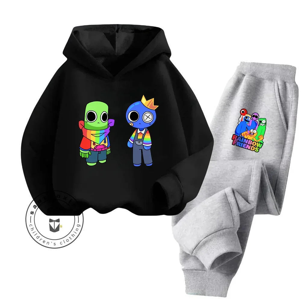 2024 Stylish and Cozy Cartoon Rainbow Friends Long Sleeve Stand Out Design Suitable for Children 3-14 Years Old New Hoodie Set