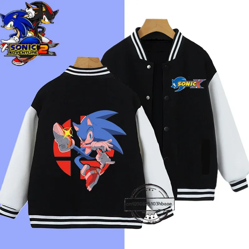 2024 Fashion Boys Nintendo Series Baseball uniform Sonic 1-14 year old girls Coat Cartoon Print Spring and Autumn Jacket