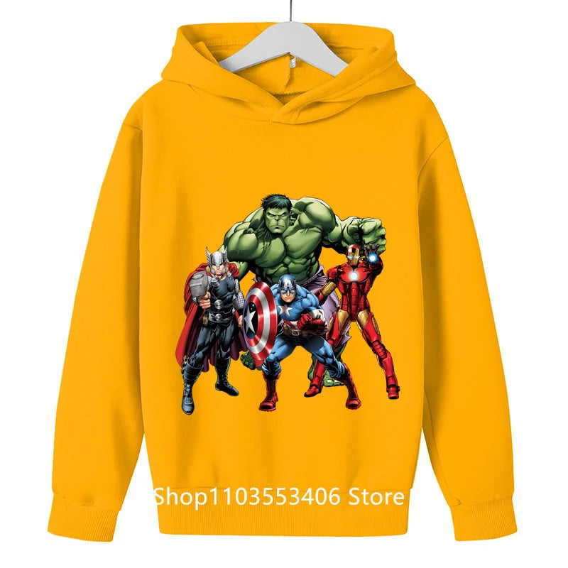 2024 Cartoon printed Hulk children's hoodie boys spring and autumn pullover boys cartoon top baby hoodie pure cotton