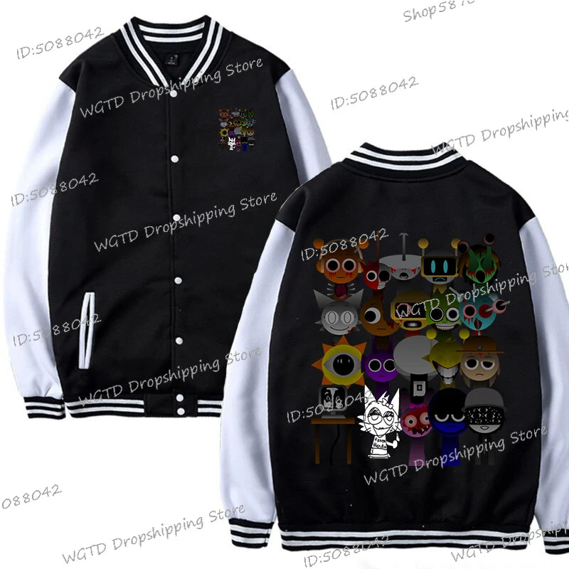 Spring Casual Cartoon Sprunki Jackets Harajuku Fashion Boys Girls Coats Funny Incredibox Game Baseball Uniform Sprunki Jacket