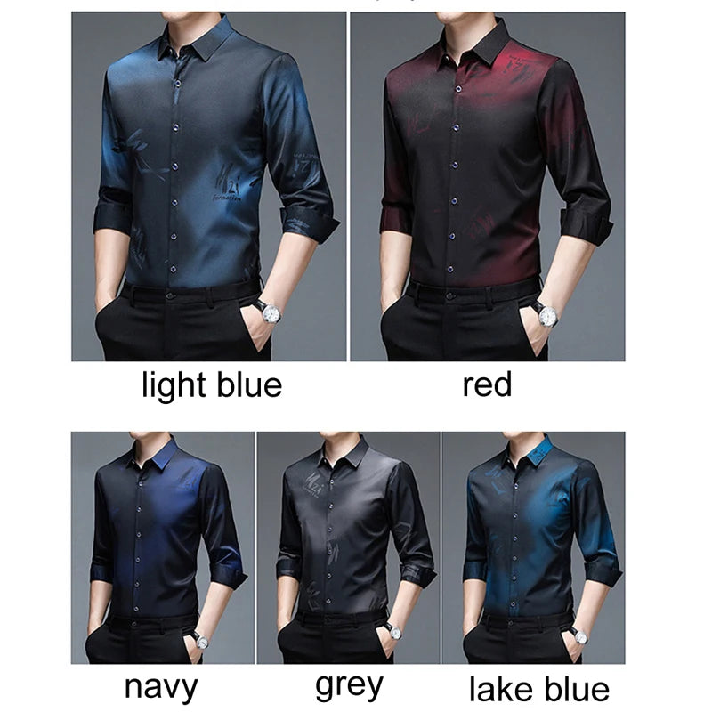 Wine Red Black Mens Dress Shirts New Fashion  Non-Iron Quality