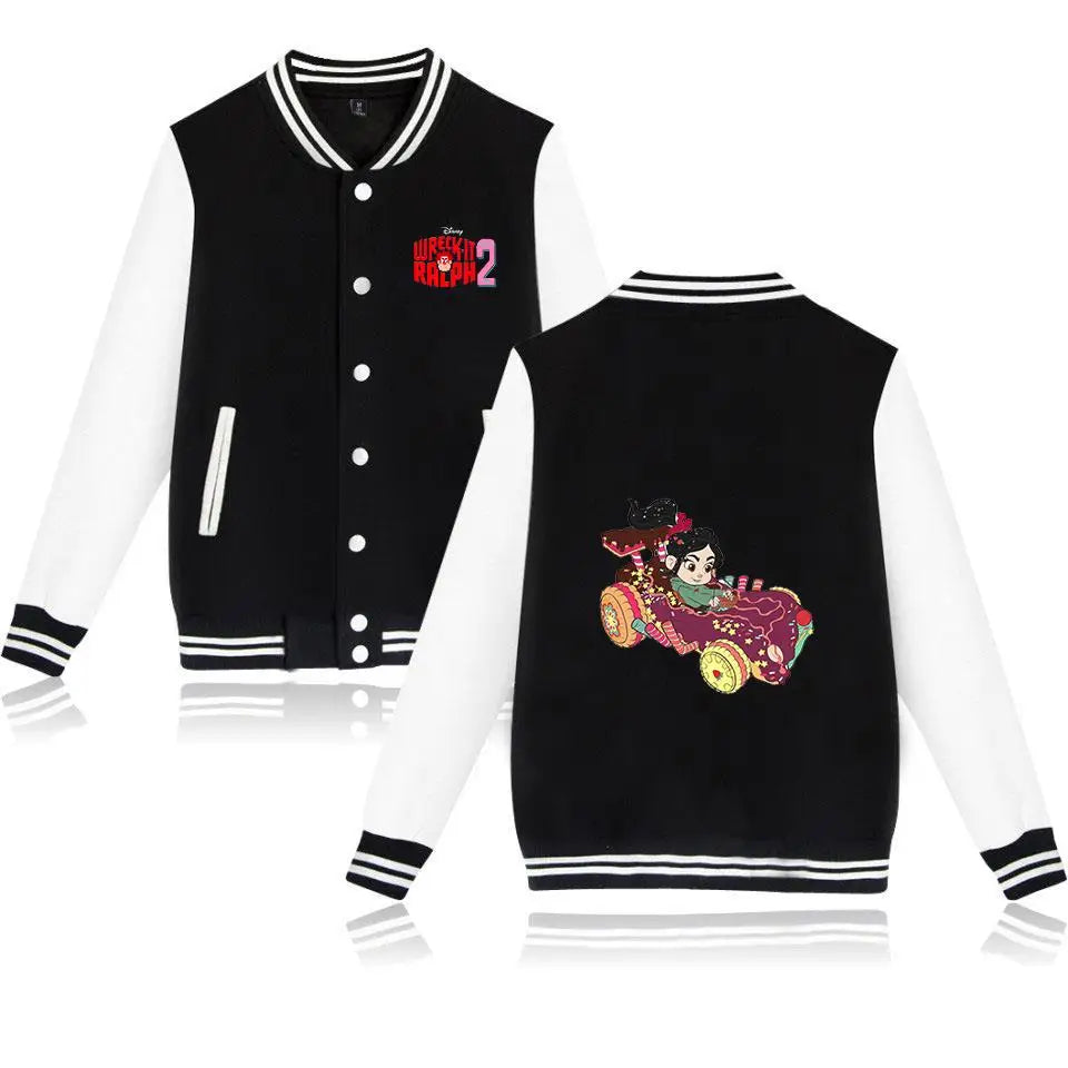 Wreck-It Ralph Varsity Baseball Bomber Jackets Men Women Clothes Streetwear Kids Boys Girls Harajuku Jacket Single Coats