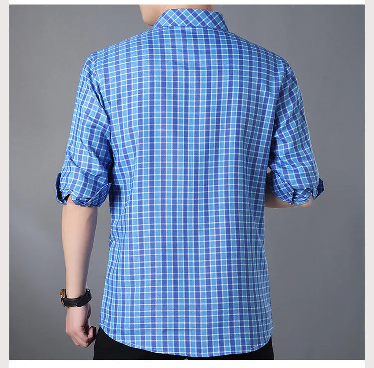 100% Cotton High Quality Plaids Four Seasons Business  Slim Fit Man Shirts