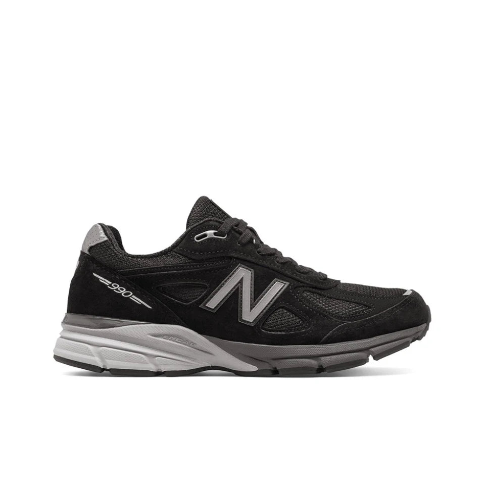 Original New Balance NB 990 V4 Classic Vintage Mesh Fabric Leather Casual Men's and Women's Running Shoes White Silver M990BK4