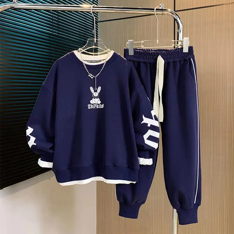 Baby Boy Girl Clothing Sets Children Pullover Sweatshirts + Cotton Sports Pants 2pc Kids Clothes Boy New Suit 2024