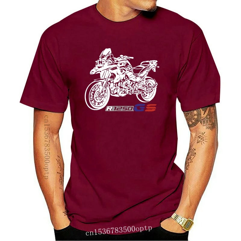 New 2023 Pure Cotton Short Sleeves Hip Hop Fashion Motorcycle Motorrad R1250Gs R 1250 Gs R 1250Gs T-Shirt Cotton