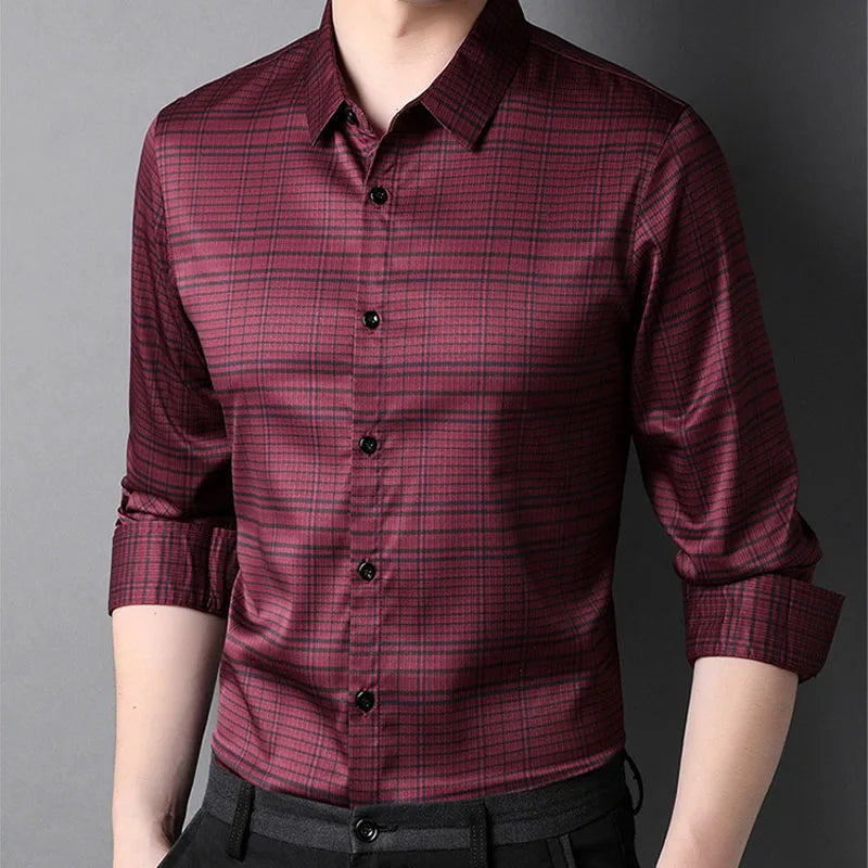 Business Office Polo-Neck Single-breasted Shirts for Men