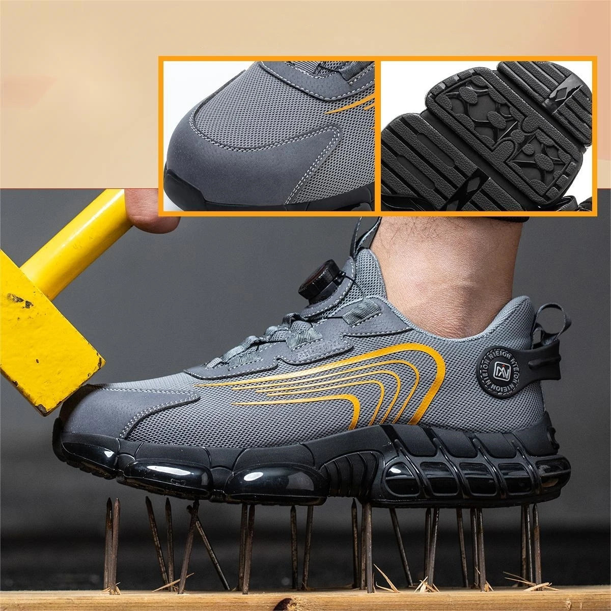 Rotating Buttons Work Safety Shoes Work Sneakers Men Protective Shoes Puncture-Proof Indestructible Shoes Security Boots