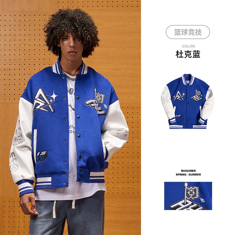 RIGORER Austin Reaves Double Layers Baseball Jacket Men Winter New Sports Top Fleece lined Cardigan Baseball Street Jacket Coat