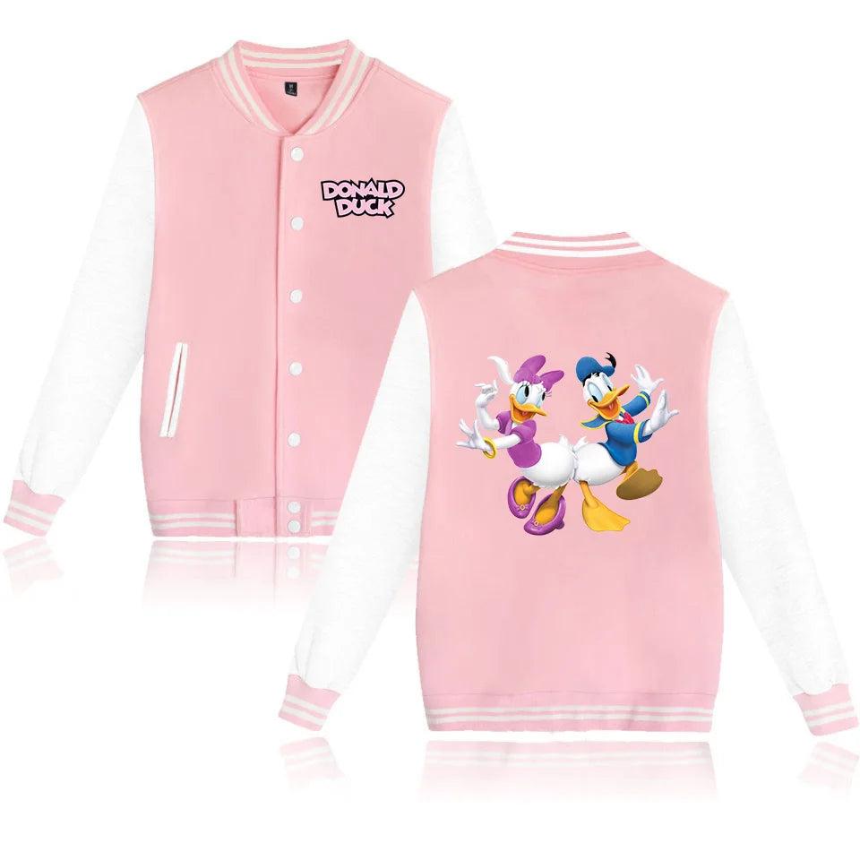 Donald Duck Bomber Jacket Women Men Autumn Baseball Jacket Coat Cartoon Kid Streetwear Harajuku Bomber College Jacket