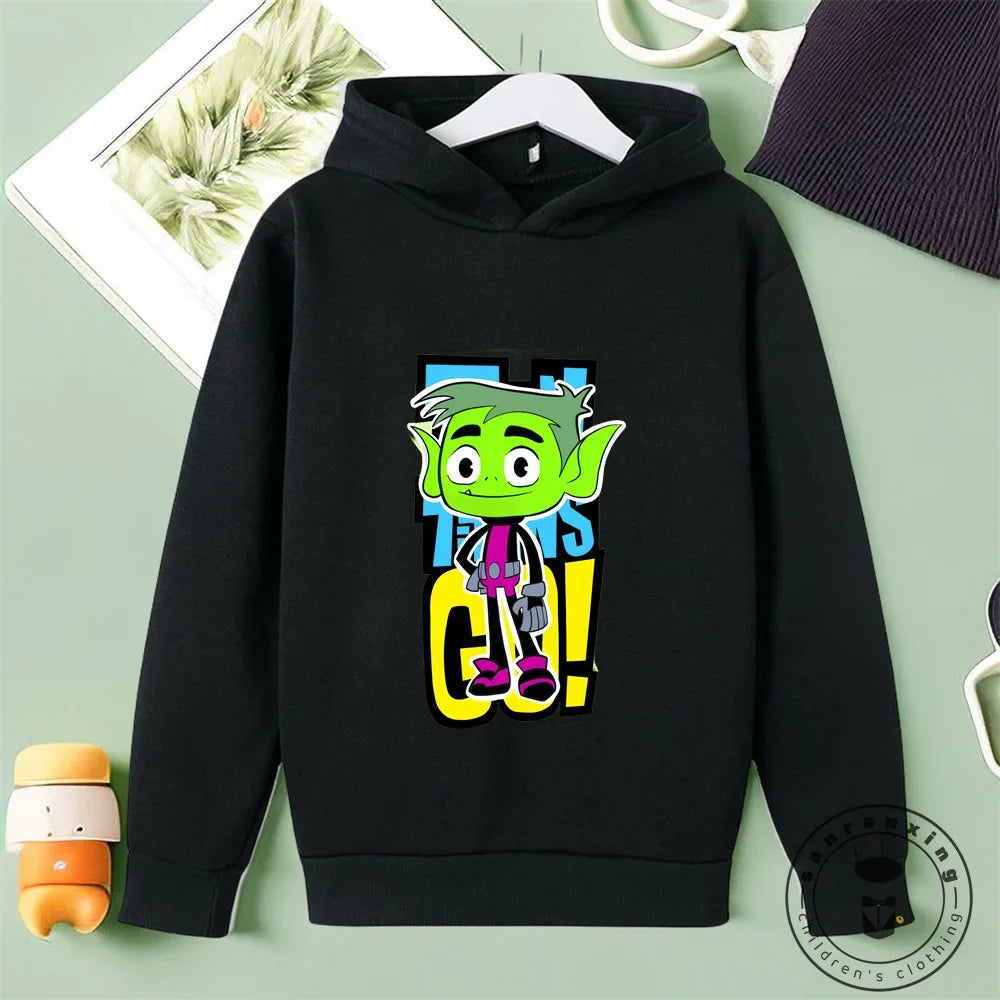 Marvel Teen Titans Go Kids Hoodie Kids Girls Clothing Fashionable Baby Boy Clothes Autumn Warm Sports Tops Back to School Gift