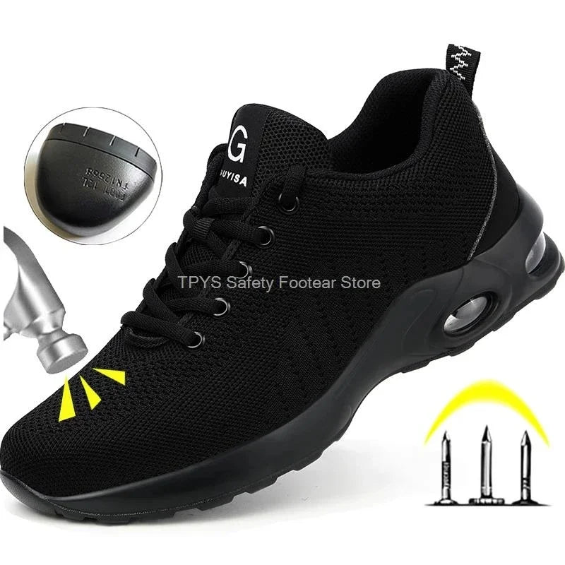 Air Cushion Sneakers Men Women Safety Shoes Steel Toe Work Safety Boots Anti-Smash Work Sneakers Breathable Construction Shoes