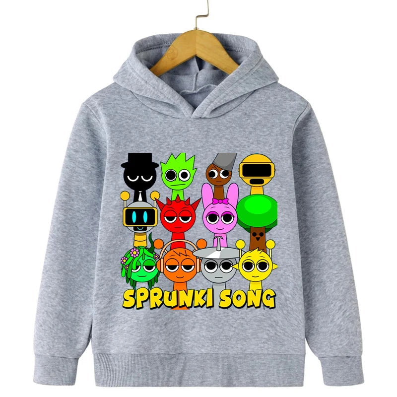 Sprunki Cartoon Game Hoodie for Boys Girls Autumn Long Sleeve Harajuku Sweatshirts Casual Hooded Tops Anime Hoodie Kids Clothes