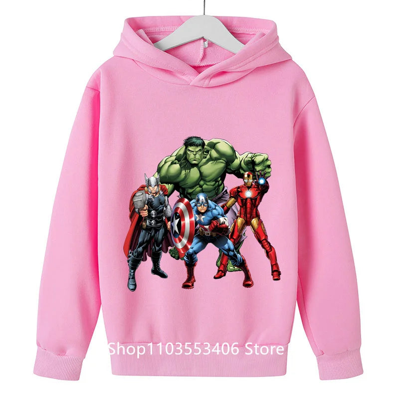 2024 Cartoon printed Hulk children's hoodie boys spring and autumn pullover boys cartoon top baby hoodie pure cotton