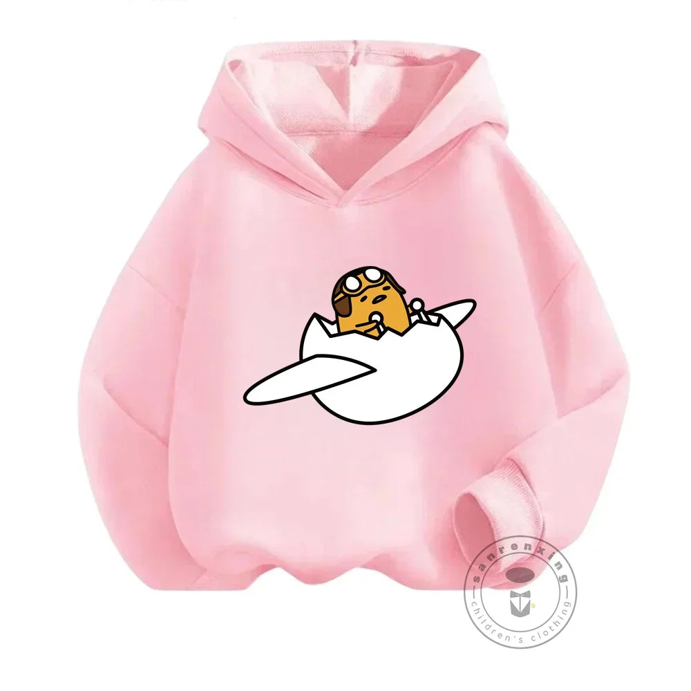 Kids Gudetama Hoodie Boys Girls Beautiful Clothes Sweatshirt Long Sleeve Sanrio Cartoon Print Top Pants Casual New Fall 2024