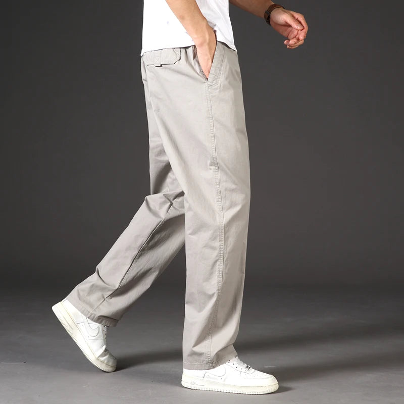 Spring Autumn Mens Cargo Pants Casual Sweatpants Relaxed Fit Cotton Pants American Style Large Size Sports Outdoor Pants