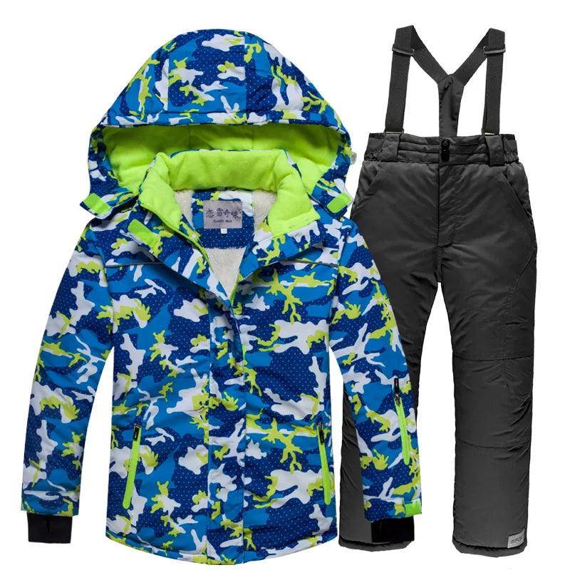 OLEKID 2024  Winter Children Boy Ski Suit Waterproof Girl  Jacket Overalls Snowsuit 3-16 Years Kid Teenage Parka Snow Suit