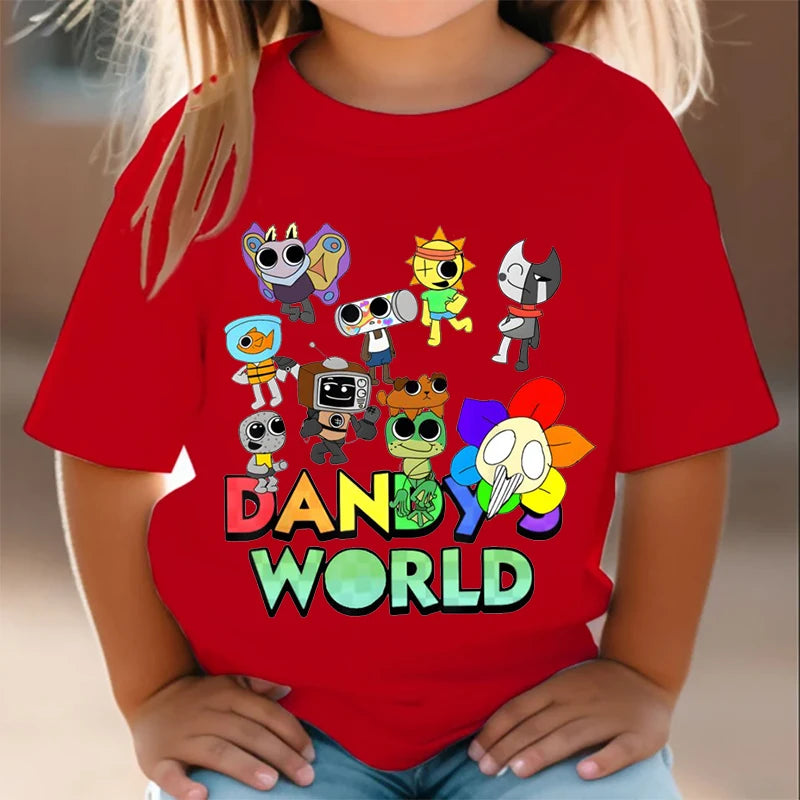 Dandy's World Print T Shirt For Kids Boy 2025 New Fashion Dandys World Anime Short Sleeve Tshirt Y2k Tops Toddler Girls Clothes