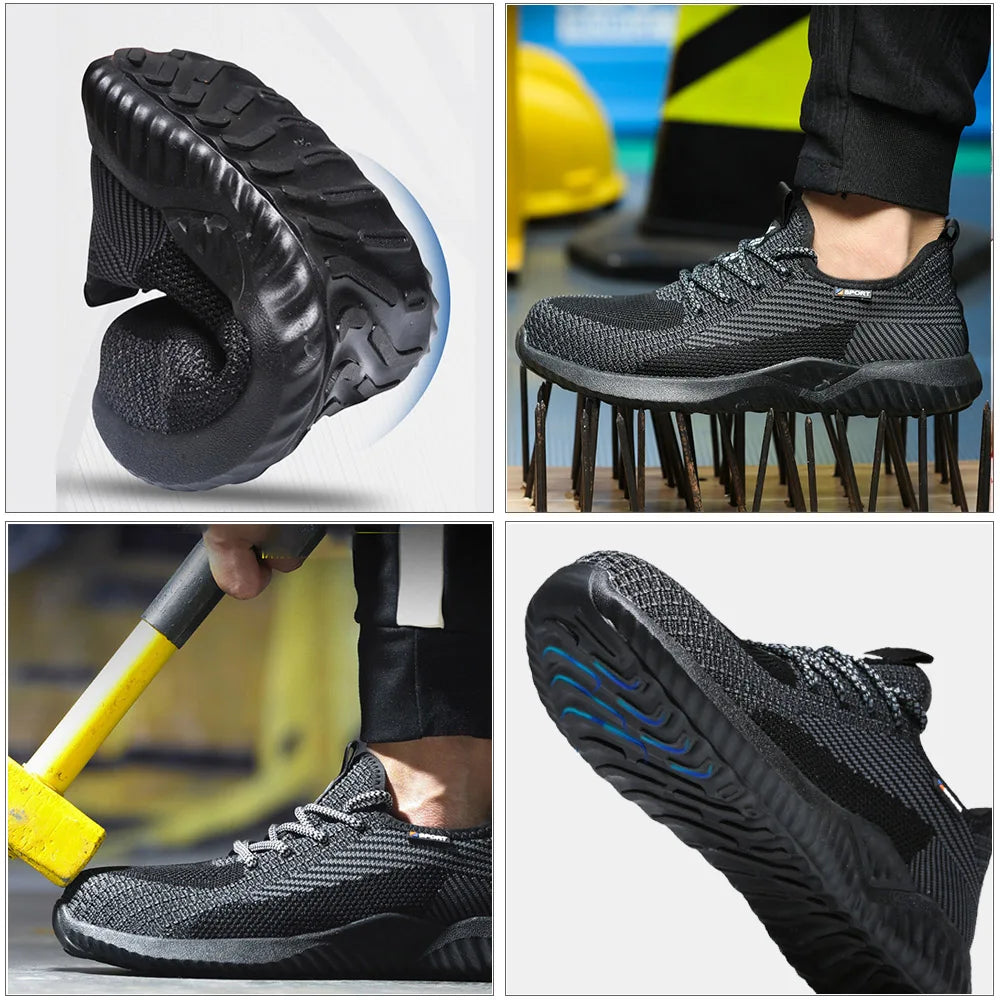 Breathable Safety Shoes Men's Work Boots Steel Toe Cap Puncture-Proof Indestructible Security Shoes Light Comfortable Sneakers