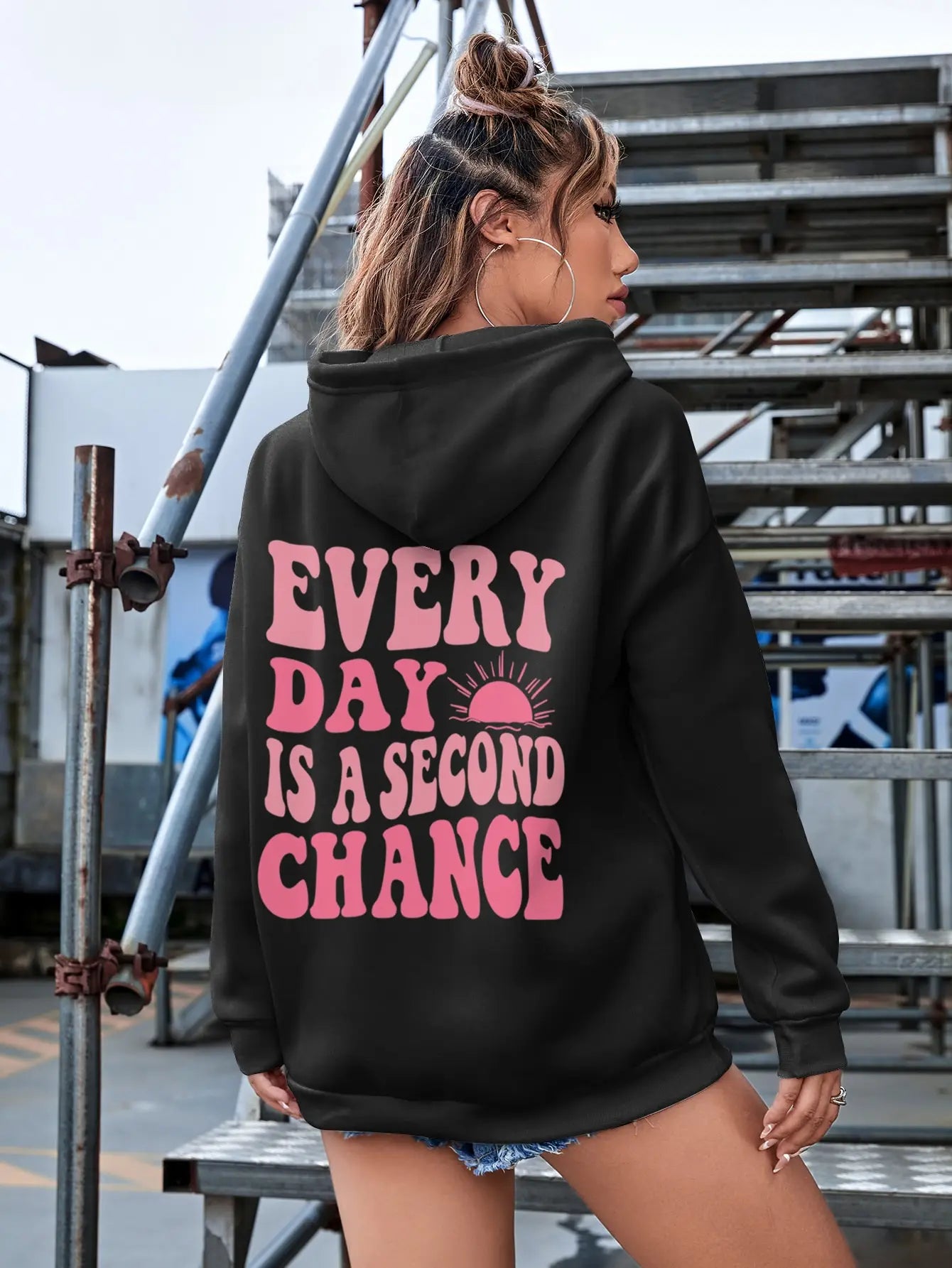 Every Day Is A Second Chance Sun Pattern Clothes Casual  Hoodie Women Sportswear